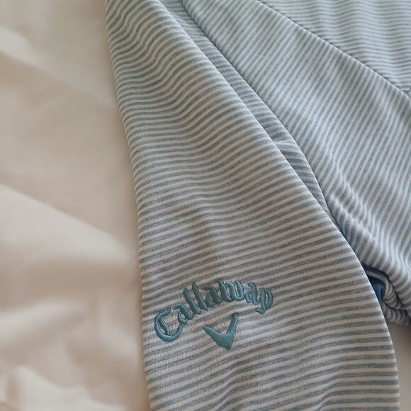 Callaway Sweater Men L Gray Striped Golf 1/4 Zip Pullover Performance Fleece - Picture 6 of 14